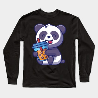 Kawaii Cute Anime Panda Otaku Japanese Bubble Boba Tea Gifts Long Sleeve T-Shirt